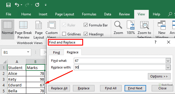 replace in excel for mac